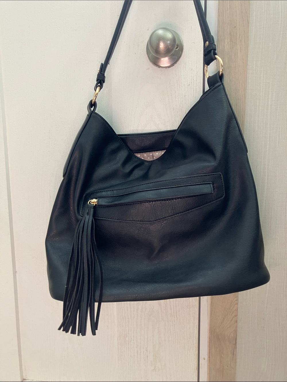 Isabelle Classic Black Women’s Hobo Bag with Tassel